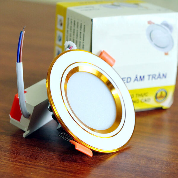 Đèn led âm trần viền vàng 7w 3 màu